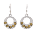 Clearance - Silver Matte Finish Dangling Open Disc Flower Earrings - SPE00001