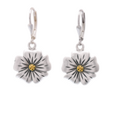 Clearance - Silver Matte Finish & Gold Plated Dangling Flower Earrings - SPE00003