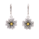 Clearance - Silver Matte Finish & Gold Plated  Wild Flower Dangle Earrings Earrings - SPE00004