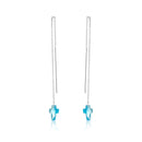 Rhodium Plated 925 Sterling Silver Threaded Colored CZ Cross Earrings - SPE00011