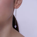 Rhodium Plated 925 Sterling Silver Threaded Colored CZ Cross Earrings - SPE00011