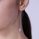 Rhodium Plated 925 Sterling Silver Threaded Colored CZ Cross Earrings - SPE00011