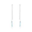 Rhodium Plated 925 Sterling Silver Threaded Rectangle CZ Earrings- SPE00012