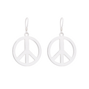 925 Sterling Silver High Polished Large Peace Sign Earrings - SPE00015