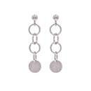 Rhodium Plated 925 Sterling Silver Multi Ring & Disc Post Earrings- SPE00016