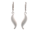Clearance - Silver Two Tone Matte Finish Dangling Twisted Almond Shape Earrings - SPE00020