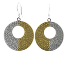 Clearance - Silver Two Tone Matte Finish Large Stamped Disc Earrings - SPE00021