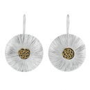 Clearance - Silver Two Tone Matte Finish Large Stamped Disc Earrings - SPE00022