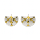Clearance - 925 Silver Two Tone Oxidized Matte Artisanal Button Earrings - SPE00024