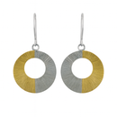 Clearance - 925 Silver Two Tone Matte Finish Stripped Open Disc Earrings - SPE00026