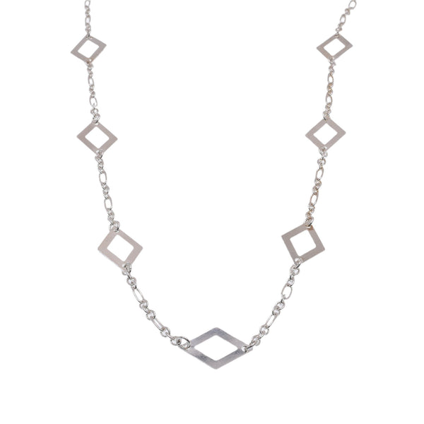 High Polish 925 Sterling Silver Diamond Inlay Link Necklace- SPN00022