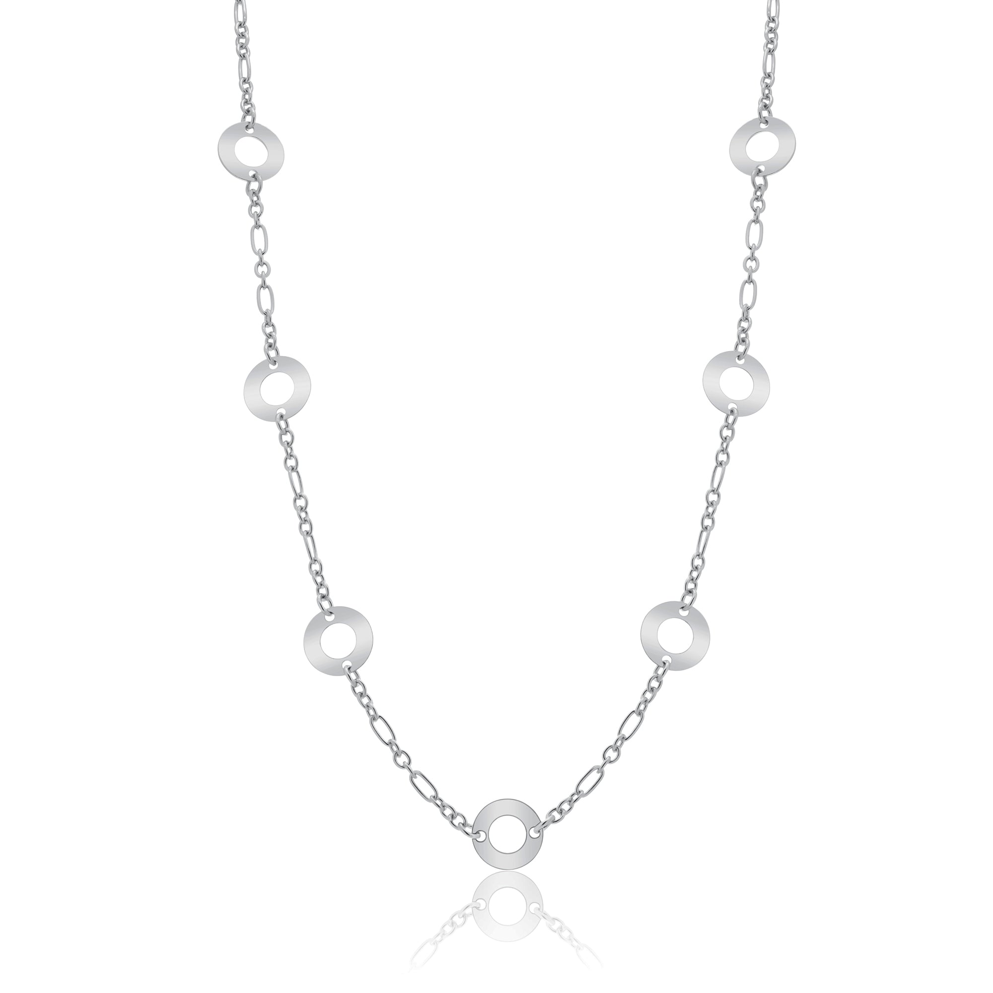 アクセサリー Lncs s925 Aground Form Necklace Rhodium Plated 925 Sterling Silver Multi Open Disc Necklace