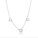 Collar multicorazón de plata de ley 925 rodiada - SPN00027