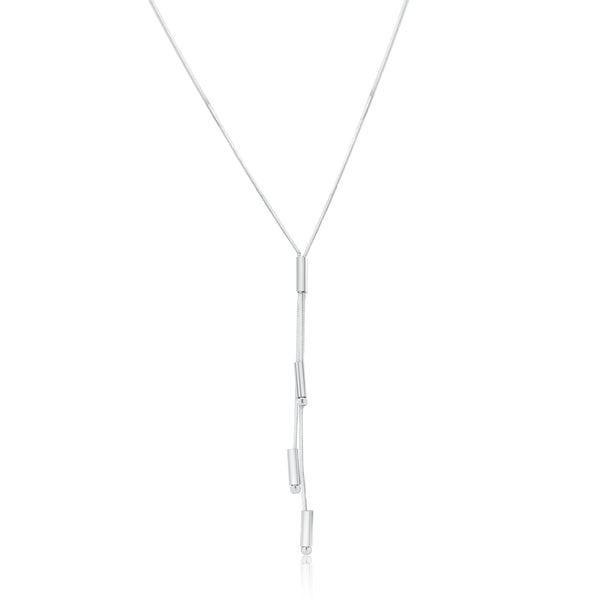 Collar colgante de múltiples tubos y cuentas de plata de ley 925 rodiada - SPN00031