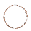Rose Gold Plated Sterling Silver with Rhodium Shimmer Beads Twisted Italian Necklace- SPN00039