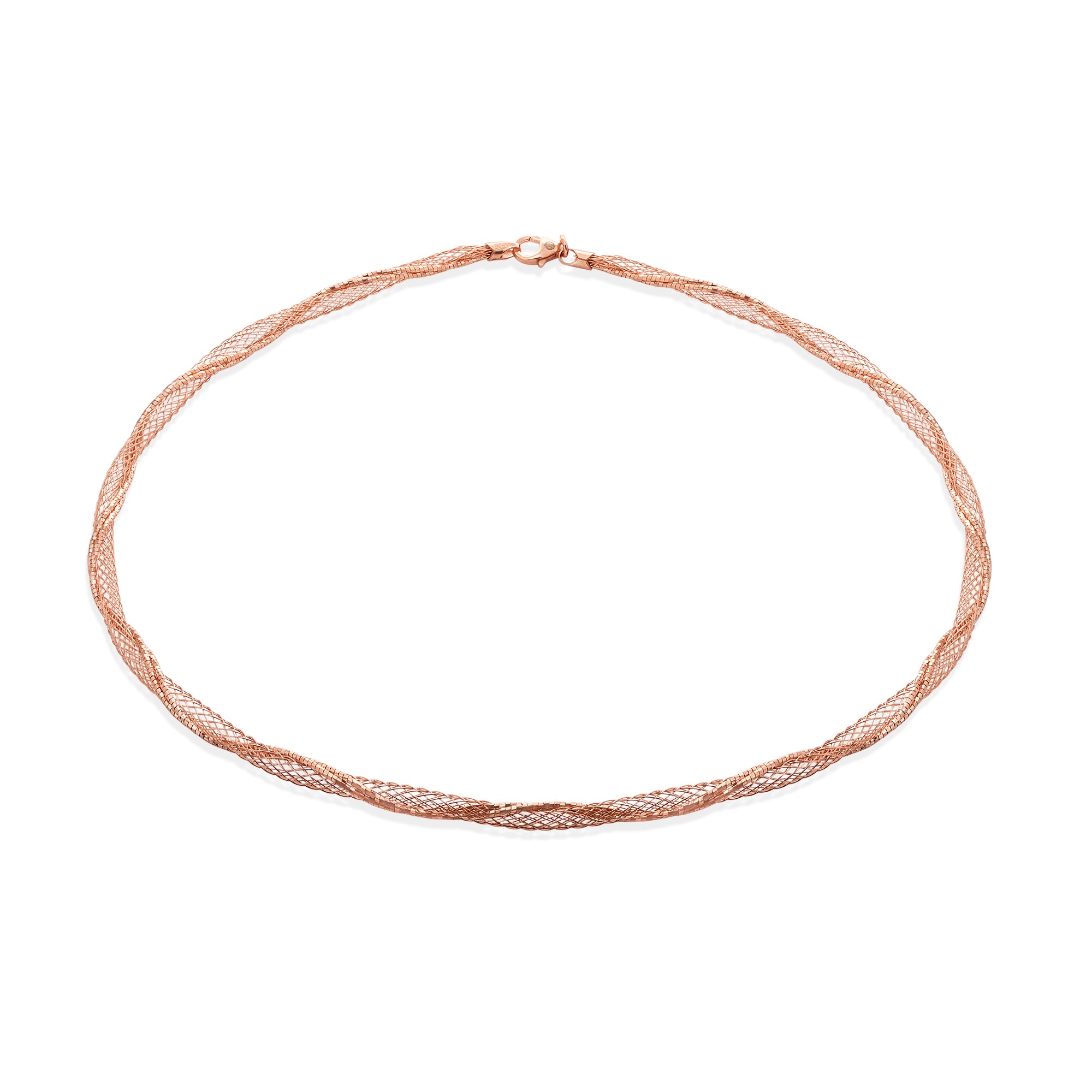 925 Sterling Silver DC Twisted Mesh Italian Necklace - SPN00041