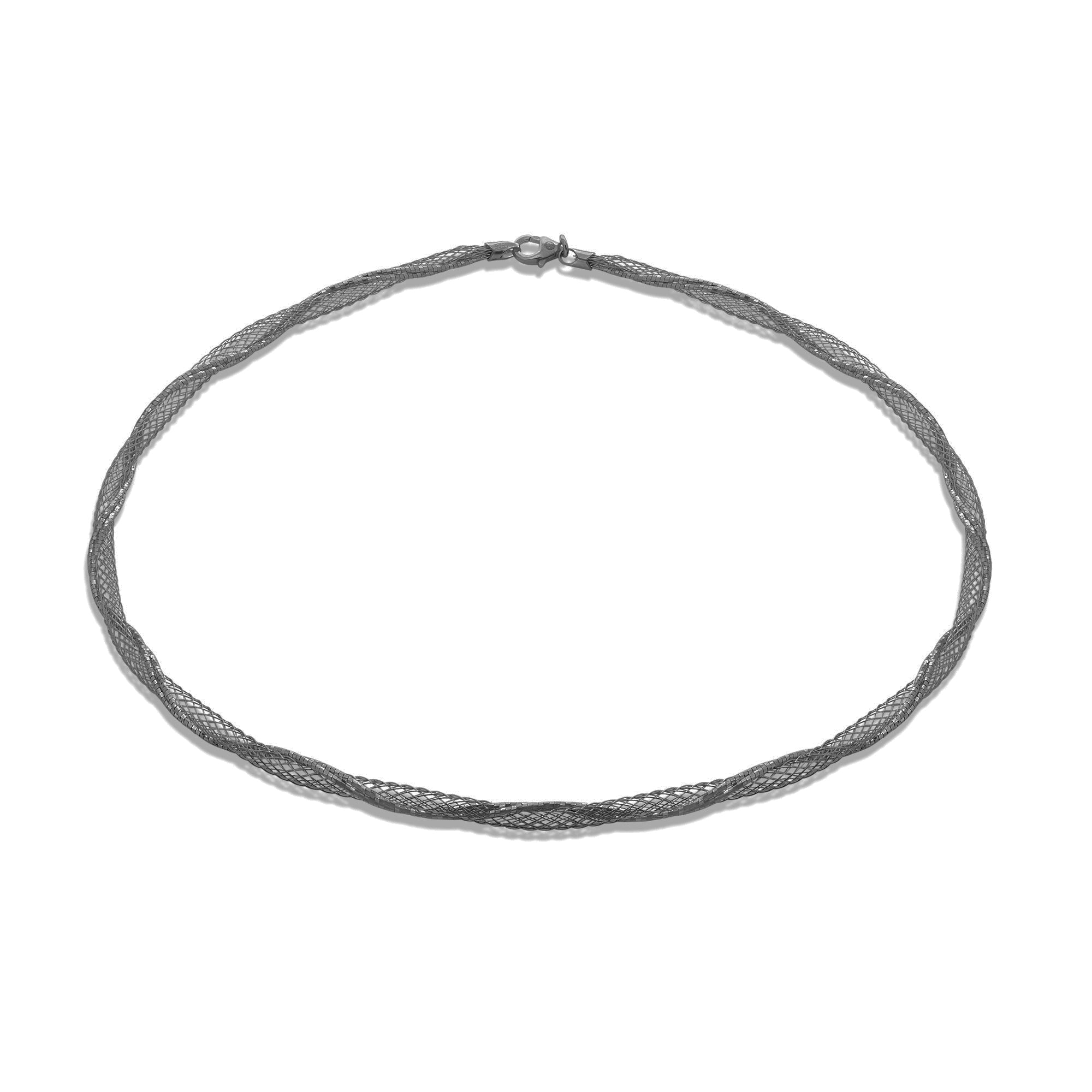925 Sterling Silver DC Twisted Mesh Italian Necklace - SPN00041