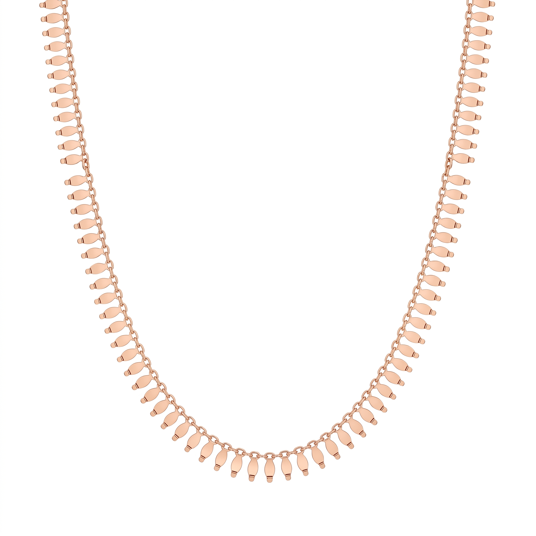 Rose Gold Plated 925 Sterling Silver Dainty Italian Frill Necklace - SPN00042RGP