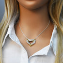 Clearance-Sterling Silver Matte Finish Three-Tone Open Heart Pendant - SPP00004