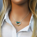 Clearance-Sterling Silver Matte Finish Three-Tone Open Heart Pendant - SPP00004