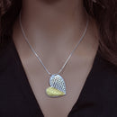 Liquidación - Colgante de corazón con diseño geométrico en plata de ley 925 bicolor con acabado mate - SPP00007