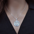 Clearance-Sterling Silver Matte Finish Heart Center Filigree Disc Pendant - SPP00011