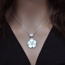 Clearance-Sterling Silver Duo Tone Matte Finish Flower Pendant - SPP00016