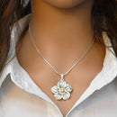Clearance-Sterling Silver Matte Finish 2T Flower Pendant - SPP00017