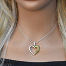 Clearance-Sterling Silver Matte Finish 2 Toned Open Heart Pendant - SPP00021