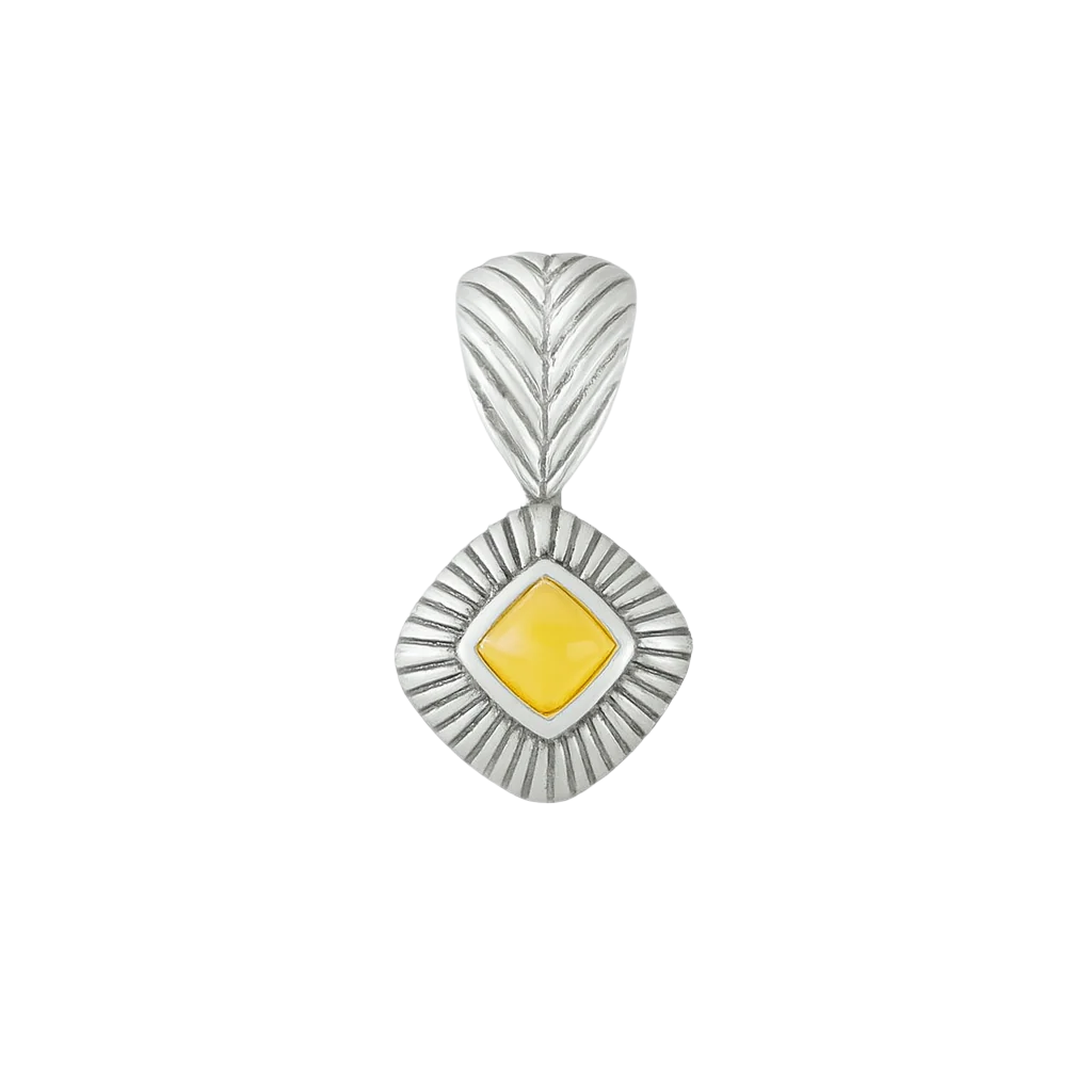 Clearance-Sterling Silver Matte Finish 2 Tone Stripped Diamond Shape Pendant -SPP00033