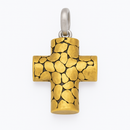 Clearance-Sterling Silver Matte Finish 2 Tone Double Sided Rock Cross -SPP00034