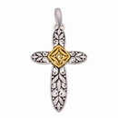 Clearance-Sterling Silver Matte Finish 2 Tone Filigree Cross -SPP00037