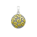 Clearance-Sterling Silver 2 Tone Beaded Swirl Dome Pendant - SPP00042