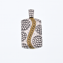 Clearance-Sterling Silver Tri Tone Beaded Dog Tag Pendant - SPP00047