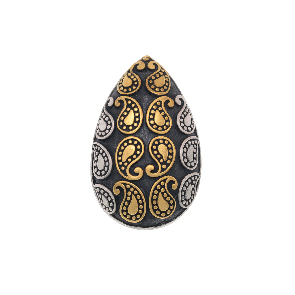 Clearance-Sterling Silver Three-Tone PaisleyTeardrop Pendant - SPP00051
