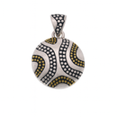 Clearance-Sterling Silver Three-Tone Beaded Dome Pendant - SPP00052