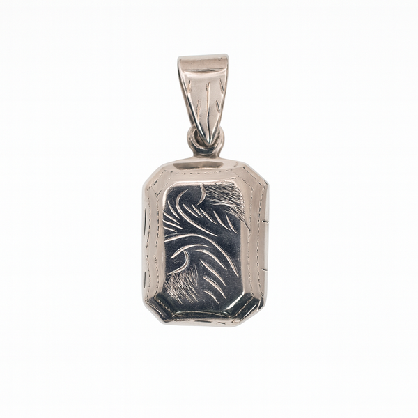 925 Sterling Silver High Polished Rectangle Filigree Locket Pendant- SPP00065