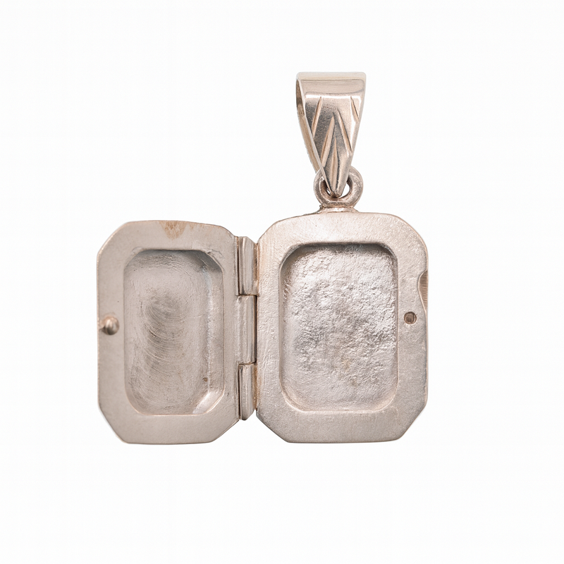 925 Sterling Silver High Polished Rectangle Filigree Locket Pendant- SPP00065