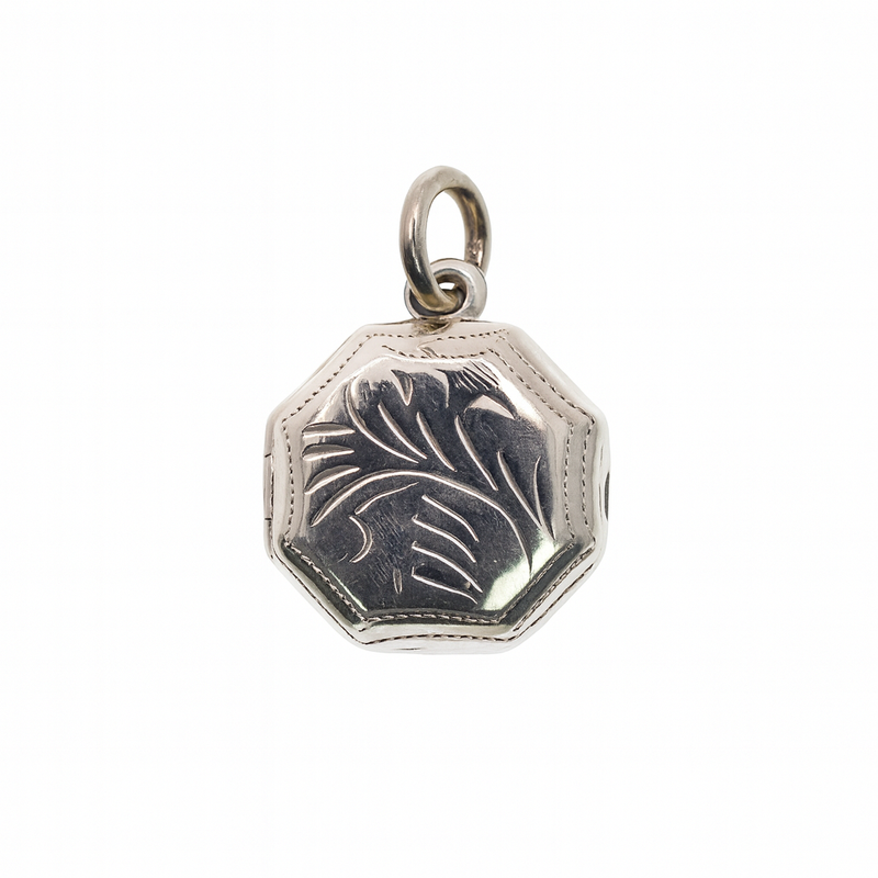 925 Sterling Silver High Polished Octagon Filigree Locket Pendant- SPP00066