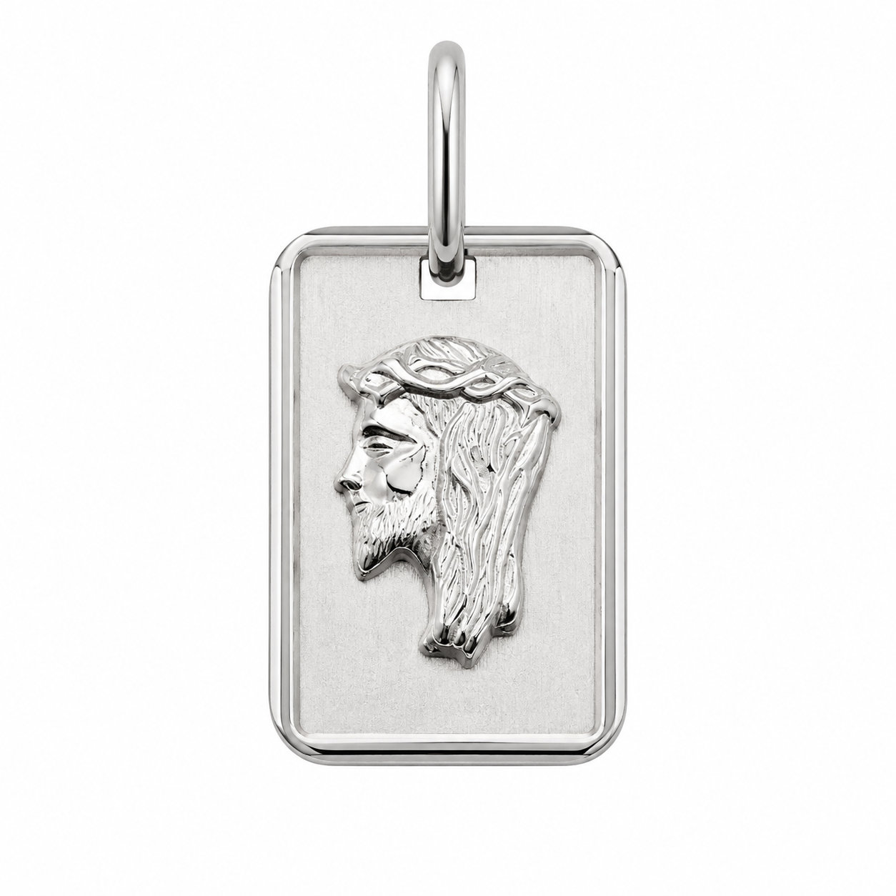 925 Silver Jesus Profile Rectangle Pendant- SPP00089