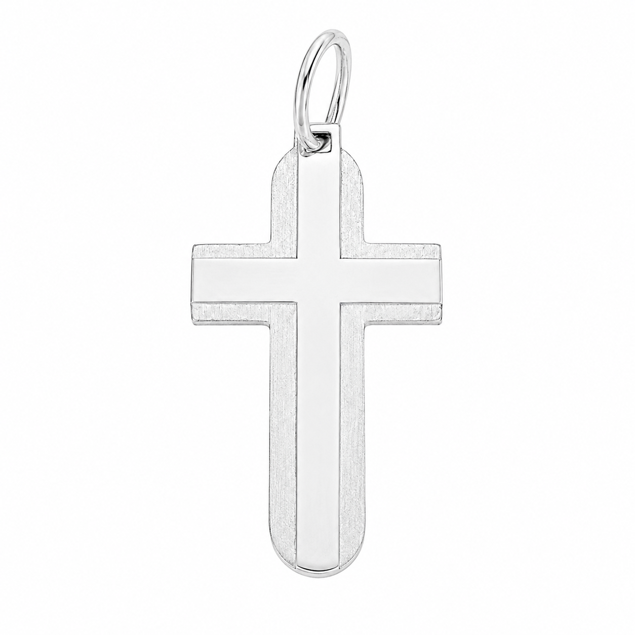 925 Silver Matte Accent Cross Pendant- SPP00091