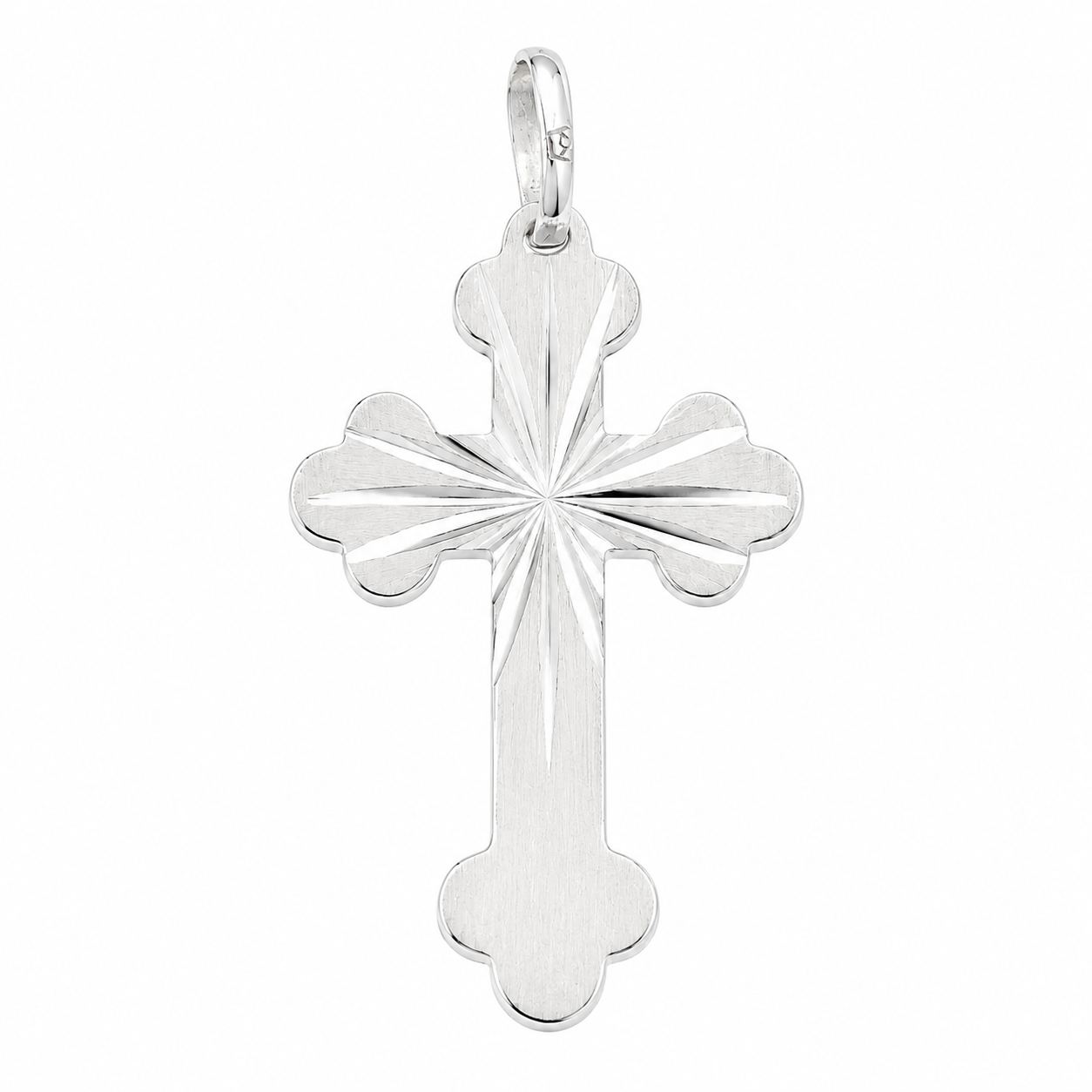 925 Silver Sunburst Matte Cross Pendant- SPP00093