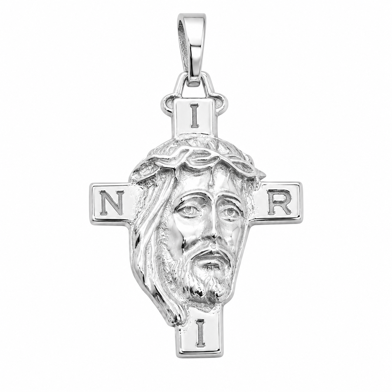 925 Silver Jesus Head Cross Pendant- SPP00094