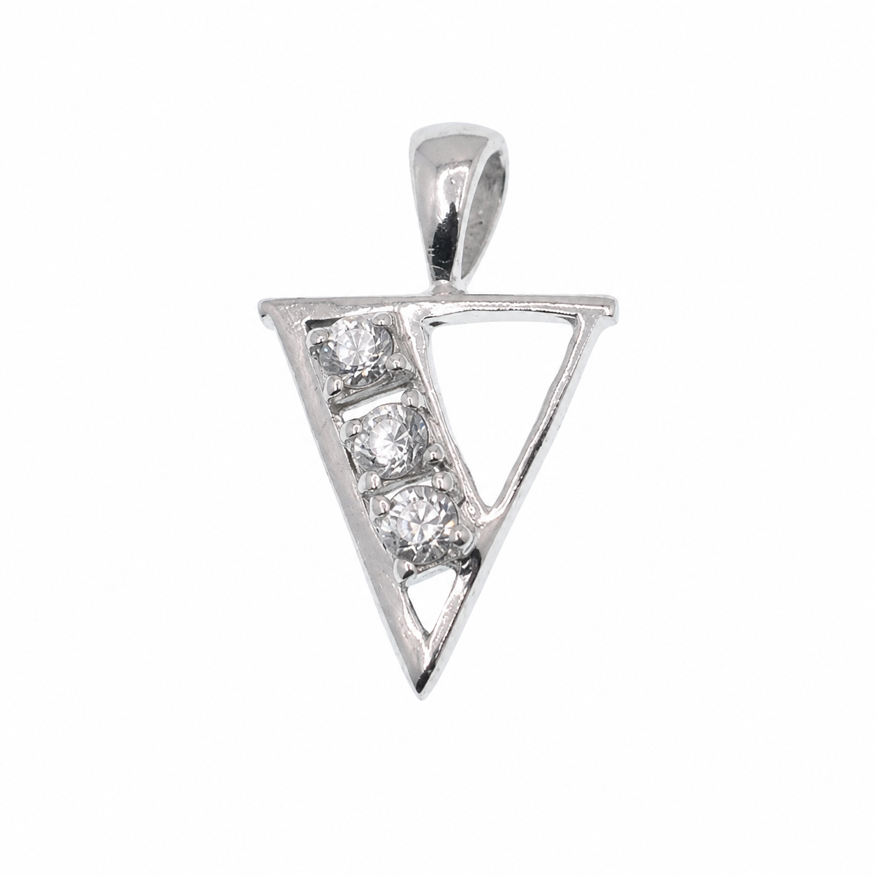 Rhodium Plated 925 Sterling Silver CZ Initial Charm Pendant-SPP00099