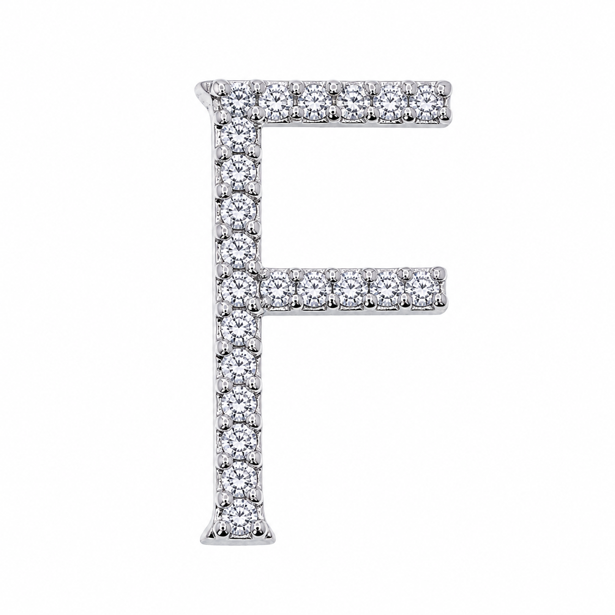 Rhodium Plated 925 Sterling Silver Bold CZ Initial Charm Pendant-SPP00102