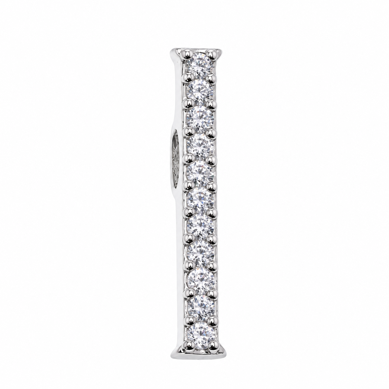 Rhodium Plated 925 Sterling Silver Bold CZ Initial Charm Pendant-SPP00102