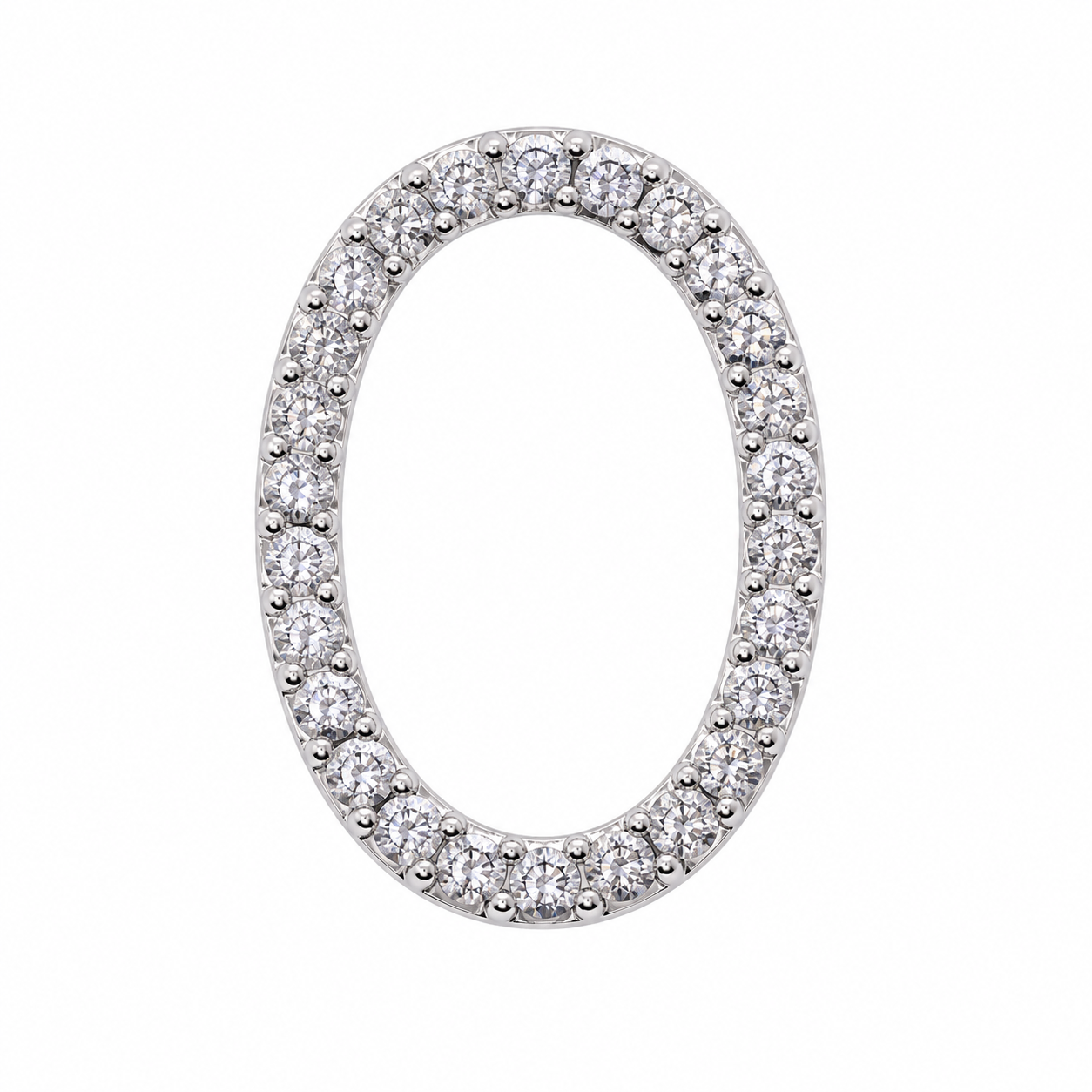 Rhodium Plated 925 Sterling Silver Bold CZ Initial Charm Pendant-SPP00102