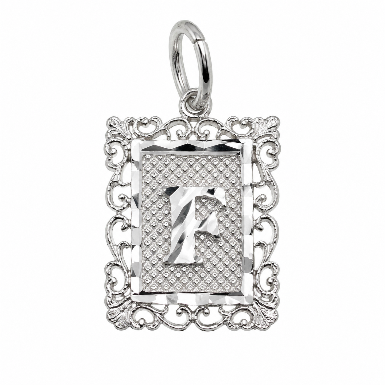 925 Sterling Silver DC Framed Initial Charm Pendant -SPP00103