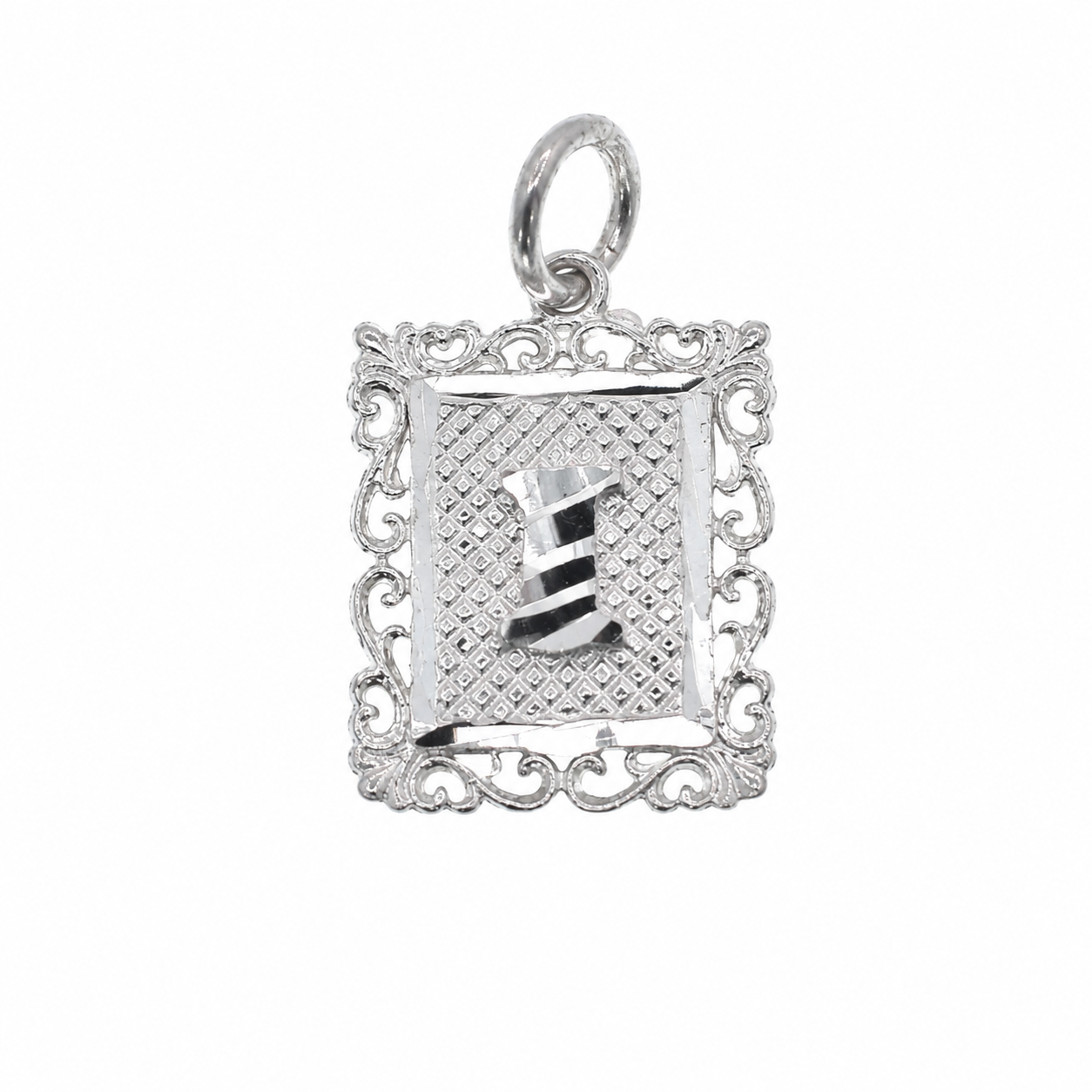 925 Sterling Silver DC Framed Initial Charm Pendant -SPP00103