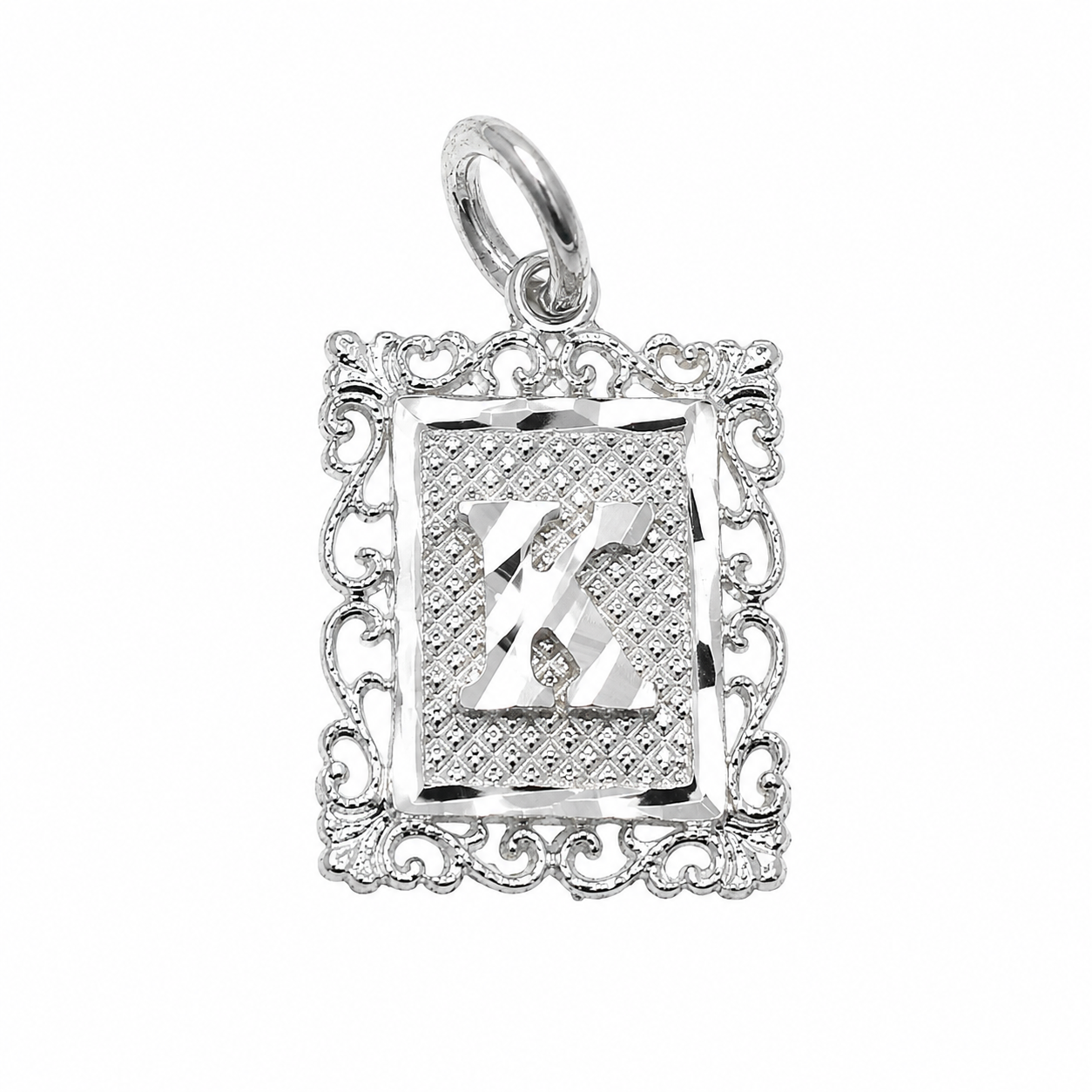 925 Sterling Silver DC Framed Initial Charm Pendant -SPP00103